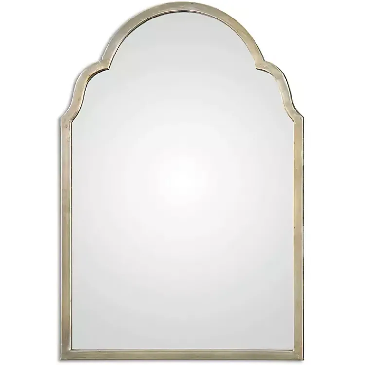 Kirklands Home Framed Mirrors|Antiqued Silver Champagne Arched Mirror