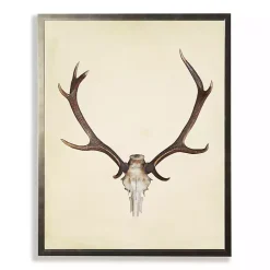 Kirklands Home Framed Art|Antler in Pewter Framed Art Print Tan