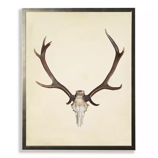 Kirklands Home Framed Art|Antler in Pewter Framed Art Print Tan
