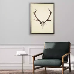 Kirklands Home Framed Art|Antler in Pewter Framed Art Print Tan