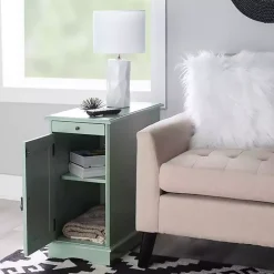 Kirklands Home Accent & End Tables|Aqua Accent Table with Charging Station Blue