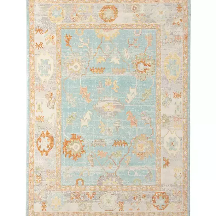 Kirklands Home Area Rugs|Aqua and Beige Bohemian Area Rug, 7x9 Blue
