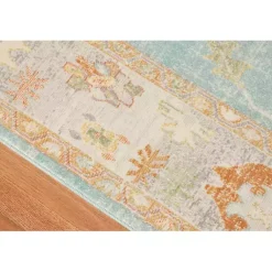 Kirklands Home Area Rugs|Aqua and Beige Bohemian Area Rug, 7x9 Blue