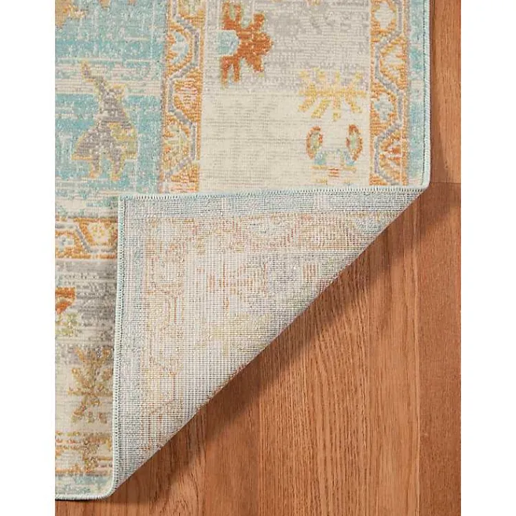 Kirklands Home Area Rugs|Aqua and Beige Bohemian Area Rug, 7x9 Blue