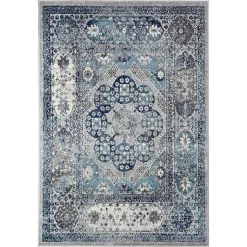 Kirklands Home Area Rugs|Aqua and Gray Alex Area Rug, 5x7