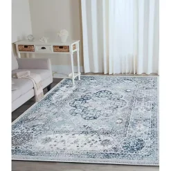 Kirklands Home Area Rugs|Aqua and Gray Alex Loomed Area Rug, 7x9