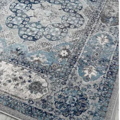 Kirklands Home Area Rugs|Aqua and Gray Alex Round Area Rug, 6x6