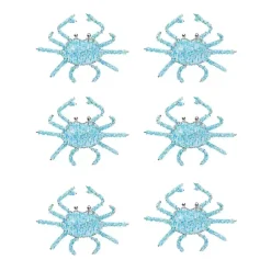 Kirklands Home Table Linens|Aqua Beaded Crab Napkin Rings, Set of 6 Blue