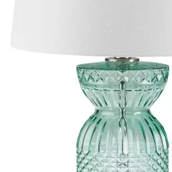 Kirklands Home Table Lamps|Aqua Textured Glass Luxuria Table Lamp Blue