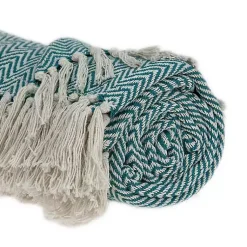 Best Aqua Chevron Cotton Handloomed Tassel Throw Blankets & Throws