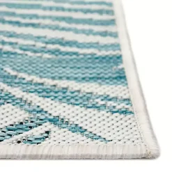 Kirklands Home Outdoor Rugs|Aqua Forest Leaf Indoor/Outdoor Area Rug, 6x9