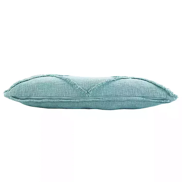 Clearance Aqua Fringe Diamond Lumbar Pillow Pillows