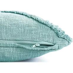 Clearance Aqua Fringe Diamond Lumbar Pillow Pillows