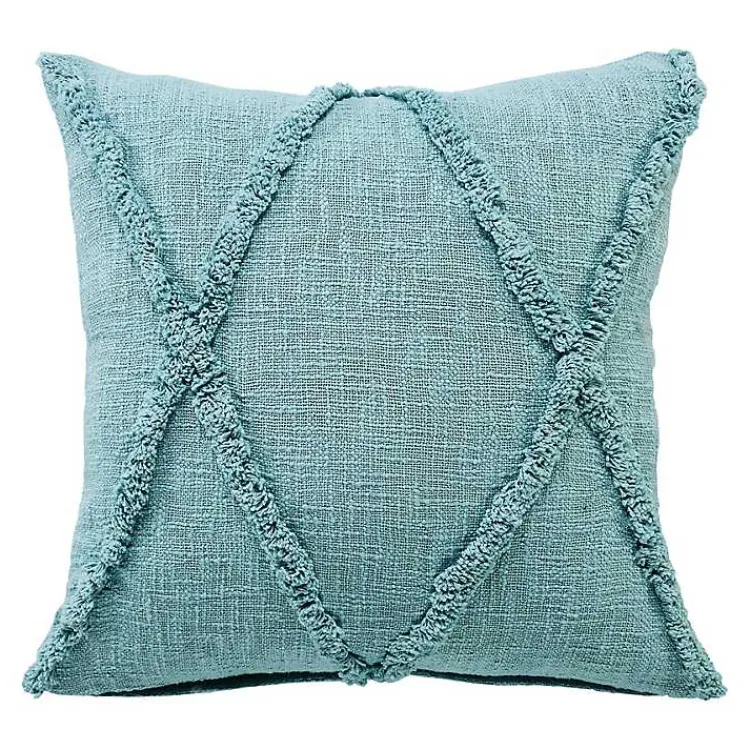New Aqua Fringe Diamond Pillow, 20 in. Pillows