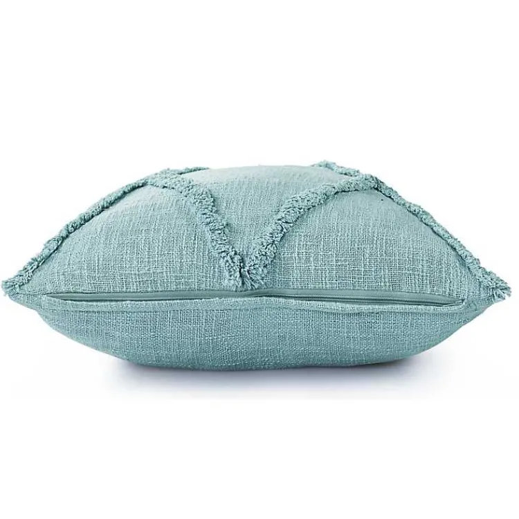 New Aqua Fringe Diamond Pillow, 20 in. Pillows