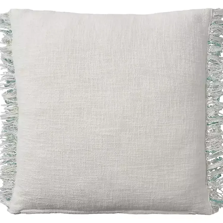 Aqua Handstitched Stripes Throw Pillow Pillows