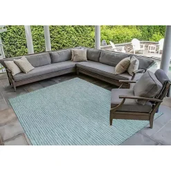 Kirklands Home Outdoor Rugs|Aqua Intertwine Indoor/Outdoorr Area Rug, 6x9 Blue