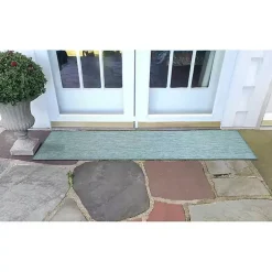 Kirklands Home Outdoor Rugs|Aqua Intertwine Indoor/Outdoor Runner Blue