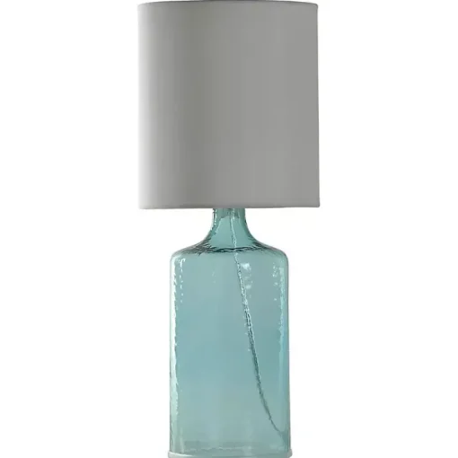 Kirklands Home Table Lamps|Aqua Seeded Glass Table Lamp White
