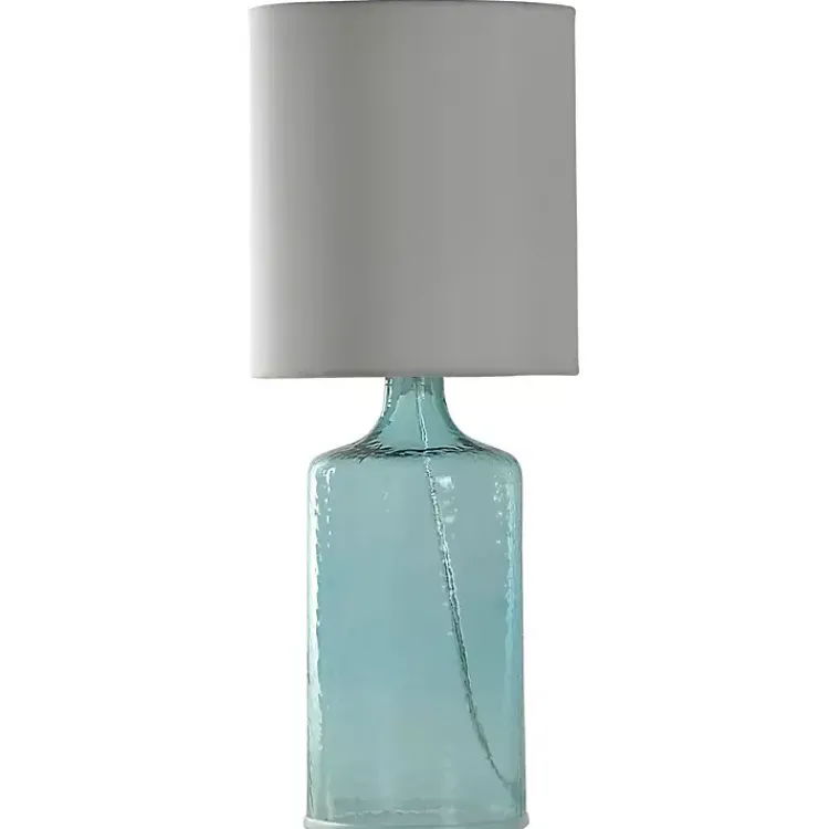 Kirklands Home Table Lamps|Aqua Seeded Glass Table Lamp White