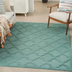 Kirklands Home Outdoor Rugs|Aqua Trellis Indoor/Outdoor Area Rug, 6x9 Blue