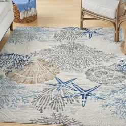 Kirklands Home Area Rugs|Aquamarine Starfish Coastal Area Rug, 5x7