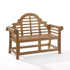 Kirklands Home Outdoor Seating|Arched Teakwood Slatted Outdoor Bench Tan