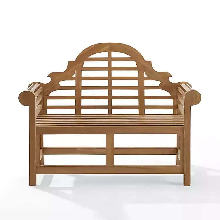 Kirklands Home Outdoor Seating|Arched Teakwood Slatted Outdoor Bench Tan