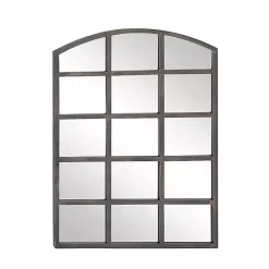 Kirklands Home Decorative Mirrors|Arched Windowpane Wall Mirror Gray