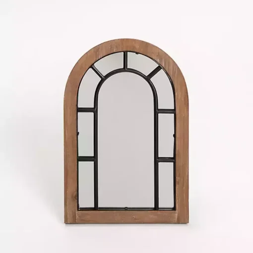 Kirklands Home Decorative Mirrors|Arched Wood and Metal Overlay Tabletop Mirror