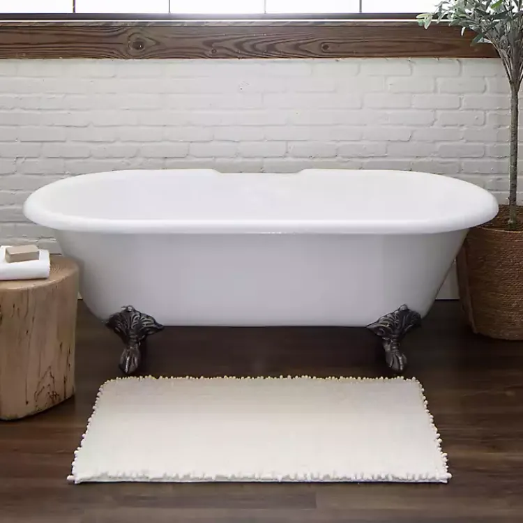 Kirklands Home Bathroom Rugs|Arctic Lofty Pile Chenille Bath Mat, 34 in. White