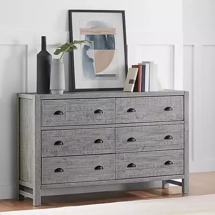 Kirklands Home Dressers & Chests|Arden Wood 6-Drawer Dresser Gray