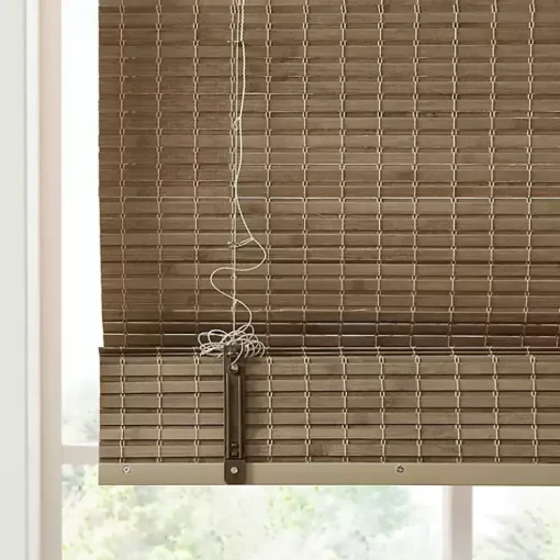 Kirklands Home Curtains & Drapes|Ash Bamboo Light Filtering Roman Shade, 33 in. Brown