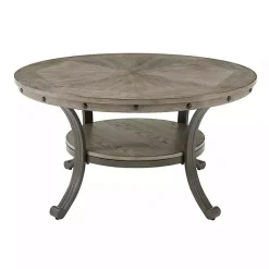 Kirklands Home Coffee Tables|Ash Round Nailhead Coffee Table Gray