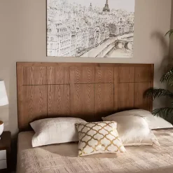 Kirklands Home Beds & Headboards|Ash Walnut Wood Panel King Headboard Brown