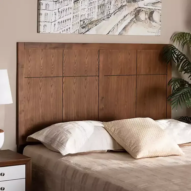 Kirklands Home Beds & Headboards|Ash Walnut Wood Panel Queen Headboard Brown