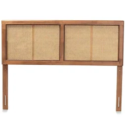 Kirklands Home Beds & Headboards|Ash Walnut Wood Rattan Frame King Headboard