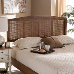 Kirklands Home Beds & Headboards|Ash Walnut Woven Rattan Queen Headboard Brown