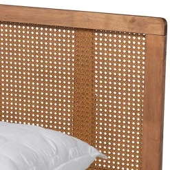 Kirklands Home Beds & Headboards|Ash Walnut Wrap-Around Rattan Platform Queen Bed Brown