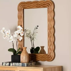 Kirklands Home Decorative Mirrors|Ashely Walnut Brown Wall Mirror