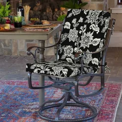 Kirklands Home Outdoor Cushions & Pillows|Ashland Jacobean Luxe Outdoor Dining Chair Cushion Black