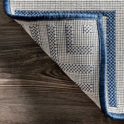 Kirklands Home Outdoor Rugs|Asia Blue Stripe Border Outdoor Rug, 8x10