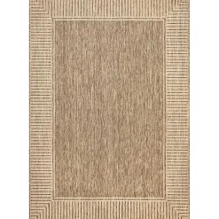 Kirklands Home Outdoor Rugs|Asia Stripe Border Outdoor Rug, 8x10 Brown