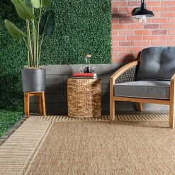 Kirklands Home Outdoor Rugs|Asia Stripe Border Outdoor Rug, 8x10 Brown