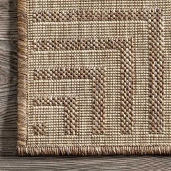 Kirklands Home Outdoor Rugs|Asia Stripe Border Outdoor Rug, 8x10 Brown
