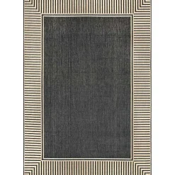 Kirklands Home Outdoor Rugs|Asia Gray Stripe Border Outdoor Rug, 8x10