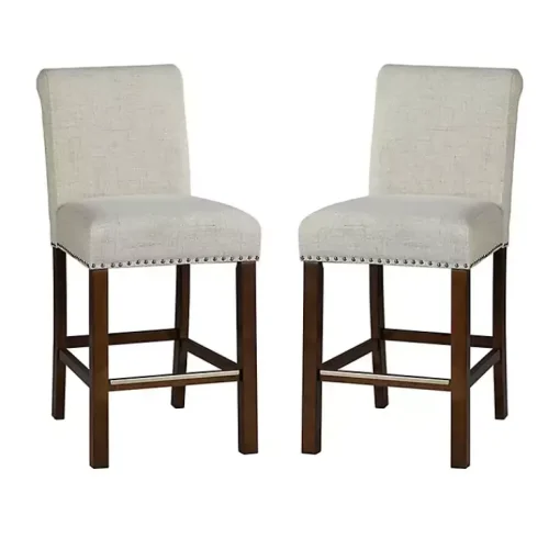Kirklands Home Bar Stools & Counter Height Stools|Aubrey Natural Upholstered 2-pc. Counter Stool Set Tan