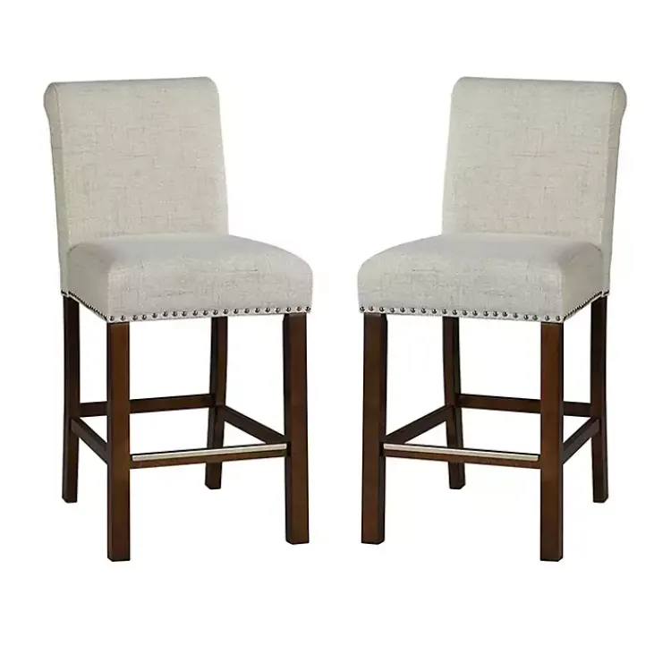 Kirklands Home Bar Stools & Counter Height Stools|Aubrey Natural Upholstered 2-pc. Counter Stool Set Tan