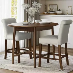 Kirklands Home Bar Stools & Counter Height Stools|Aubrey Natural Upholstered 2-pc. Counter Stool Set Tan