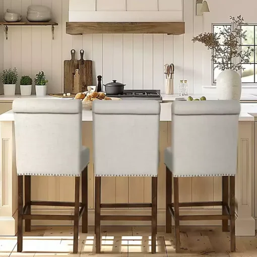 Kirklands Home Bar Stools & Counter Height Stools|Aubrey Natural Upholstered 2-pc. Counter Stool Set Tan